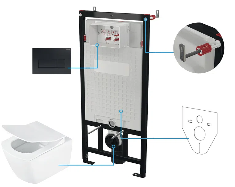 Zestaw Podtynkowy Deante Miska WC z deską Anemon stelaż z przyciskiem nero CDZN6ZPW