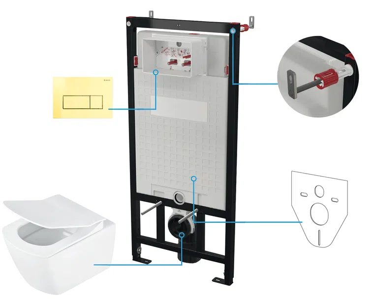 Zestaw Podtynkowy Deante Miska WC z deską Anemon Stelaż z przyciskiem biały CDZZ6ZPW
