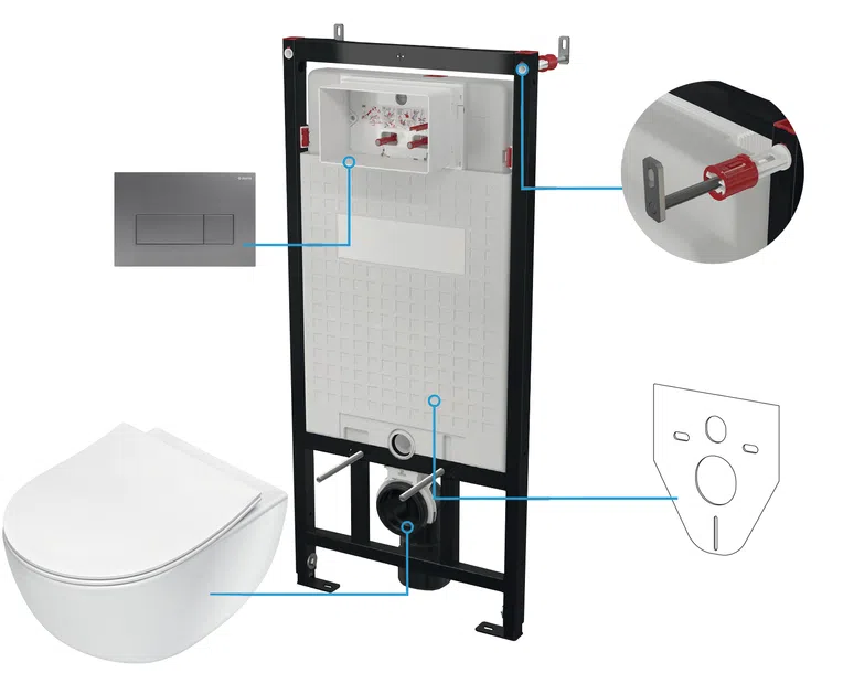 Zestaw Podtynkowy Deante Peonia z deską wolnoopadającą przycisk titanium CDET6ZPW
