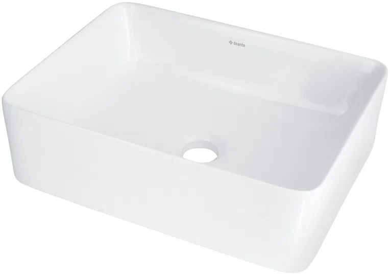 Umywalka nablatowa Deante Jasmin 40x30 cm prostokątna biały połysk CDJ_6U4S