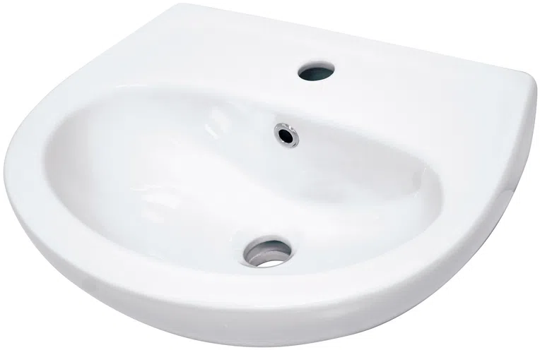 Umywalka ścienna Deante Jasmin 46x37 cm półokrągła biały połysk CDJ_6U4W