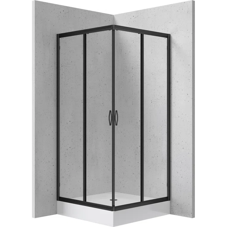 Kabina prysznicowa Deante Funkia 80x80x185 kwadratowa uniwersalna nero transparentne KYC_N42K