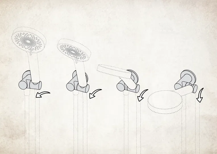 Przyłącze kątowe z uchwytem Deante Cascada titanium NAC_D57K