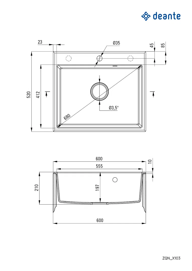 Zlewozmywak andante Deante zqn_2103