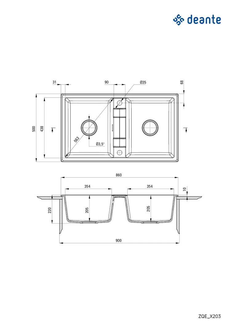 Zlewozmywak eridan Deante zqe_t203