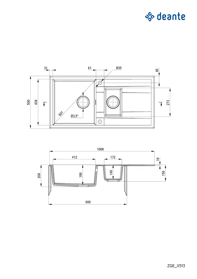Zlewozmywak eridan Deante zqe_a513