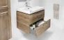 Szafka łazienkowa z umywalką Cersanit Lara 50 cm jasne drewno/biały połysk S801-153-DSM