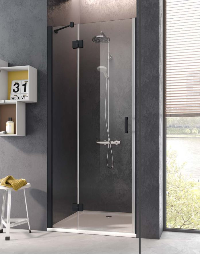 Drzwi prysznicowe Kermi Osia 120x200 lewe czarny transparentne OSSTL120203PK