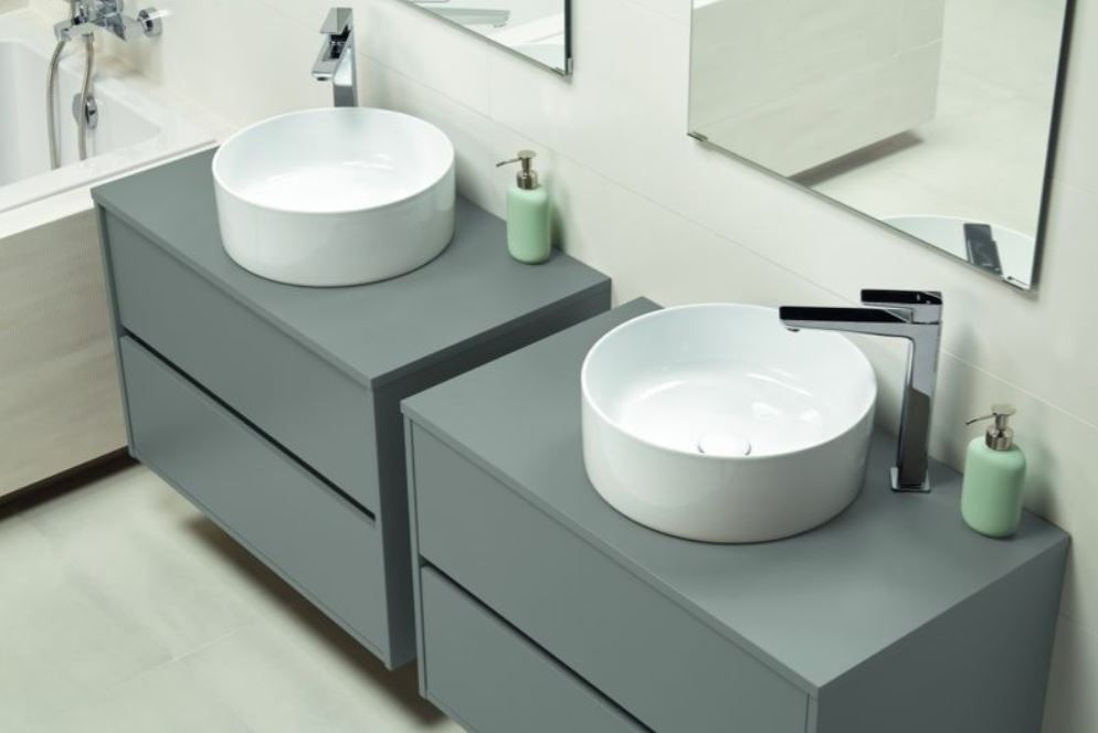 Szafka łazienkowa pod umywalkę z blatem Cersanit Crea 100 cm antracyt mat S924-020