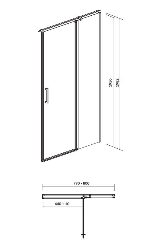 Drzwi prysznicowe Cersanit Moduo 80X80X195 prawe chrom transparentne S162-004