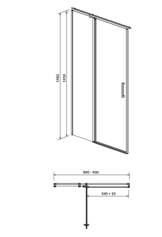 Drzwi prysznicowe Cersanit Moduo 90X90X195 lewe chrom transparentne S162-005