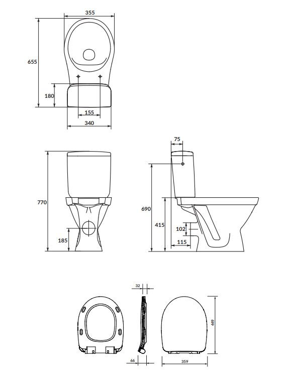 Kompakt WC Cersanit Cersania II Simpleon z deską duroplast wolnoopadającą K11-2340
