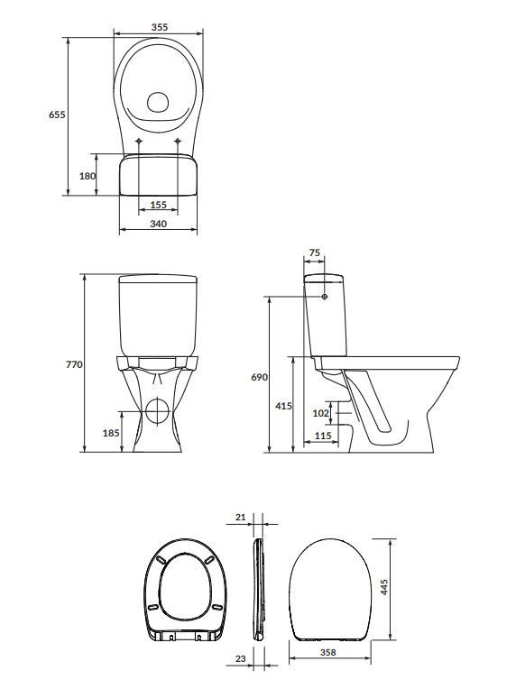 Kompakt WC Cersanit Cersania II Simpleon z deską duroplast wolnoopadającą K11-2339