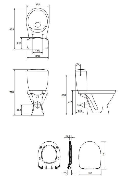 Kompakt WC Cersanit Cersania Simpleon z deską duroplast wolnoopadającą K11-2338