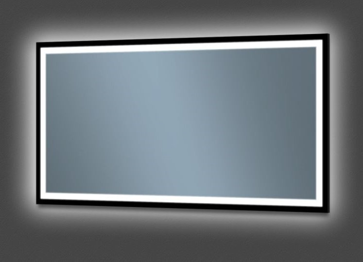 Lustro łazienkowe led barwa zimna prostokątne 120x60 cm Venti Luxled czarny satynowy