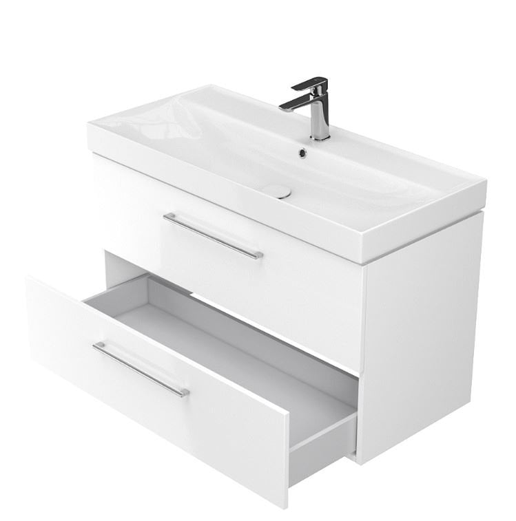 Szafka łazienkowa pod umywalkę Cersanit Larga 100 cm biały połysk S932-076