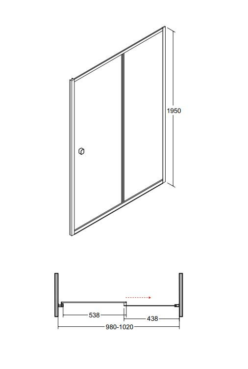 Drzwi prysznicowe Besco Duo Slide 100x195 chrom transparentne DDS-100