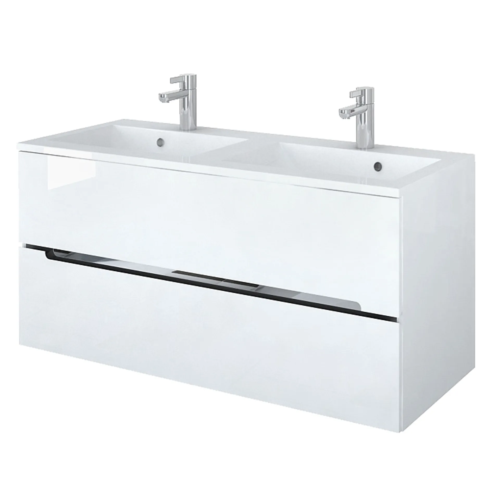 Szafka łazienkowa pod umywalkę Oristo Silver 120 cm biały połysk OR33-SD2S-120-1-D