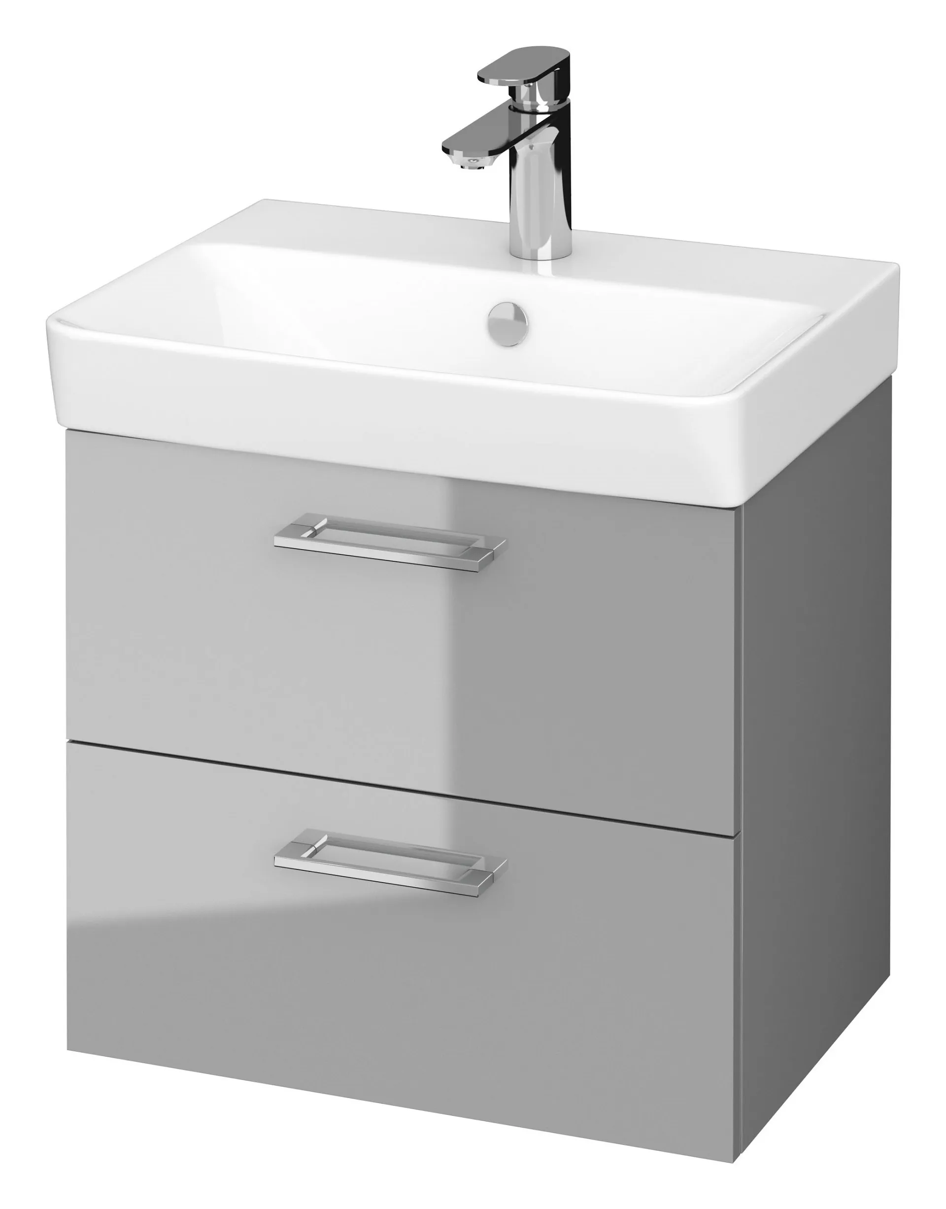 Szafka łazienkowa z umywalką Cersanit Lara Slim 50 cm szary mat/biały połysk S801-320-DSM