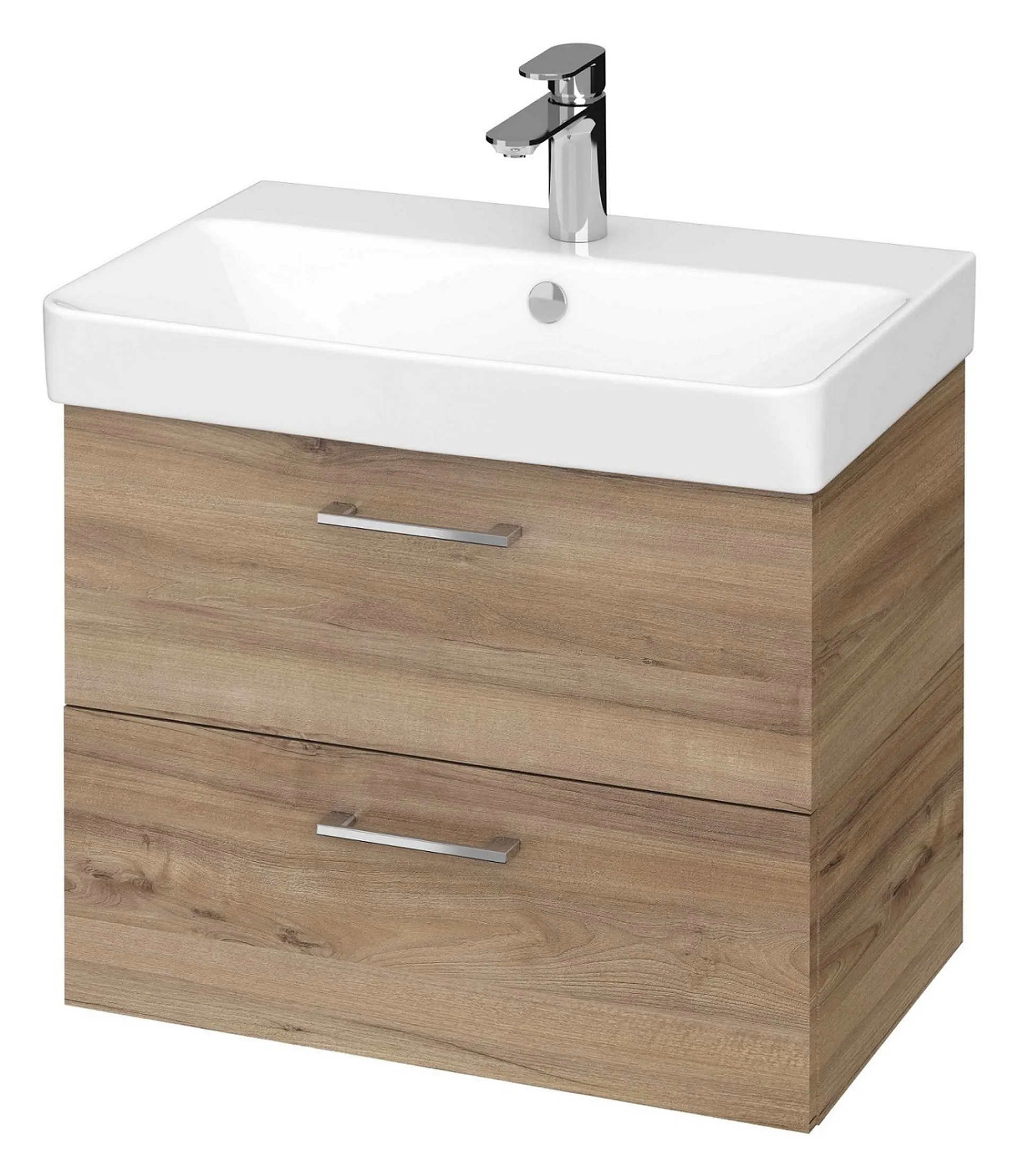 Szafka łazienkowa z umywalką Cersanit Lara Slim 60 cm jasne drewno/biały połysk S801-319-DSM