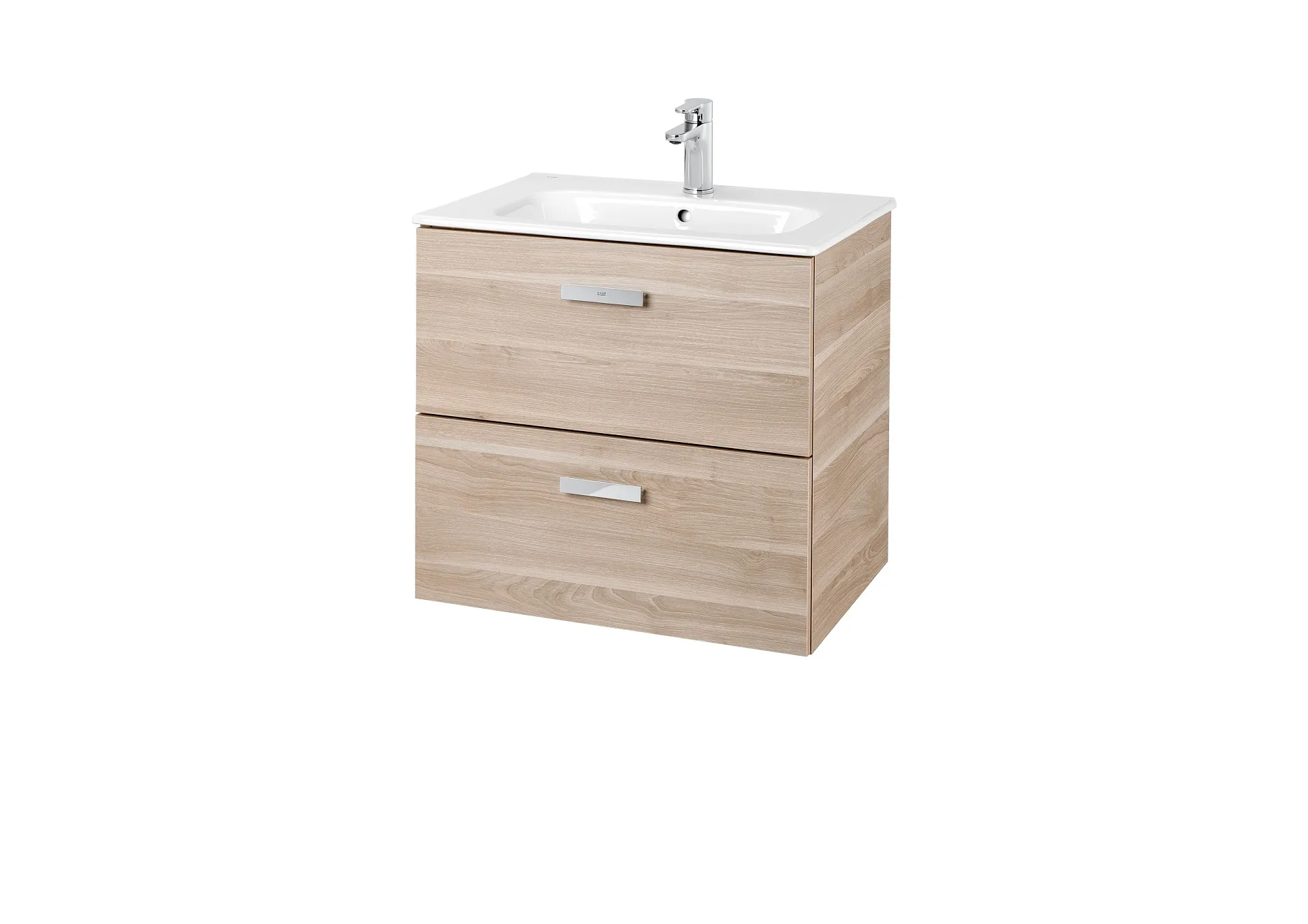 Szafka łazienkowa z umywalką Roca Victoria Basic 60 cm jasne drewno /biały połysk A855854422