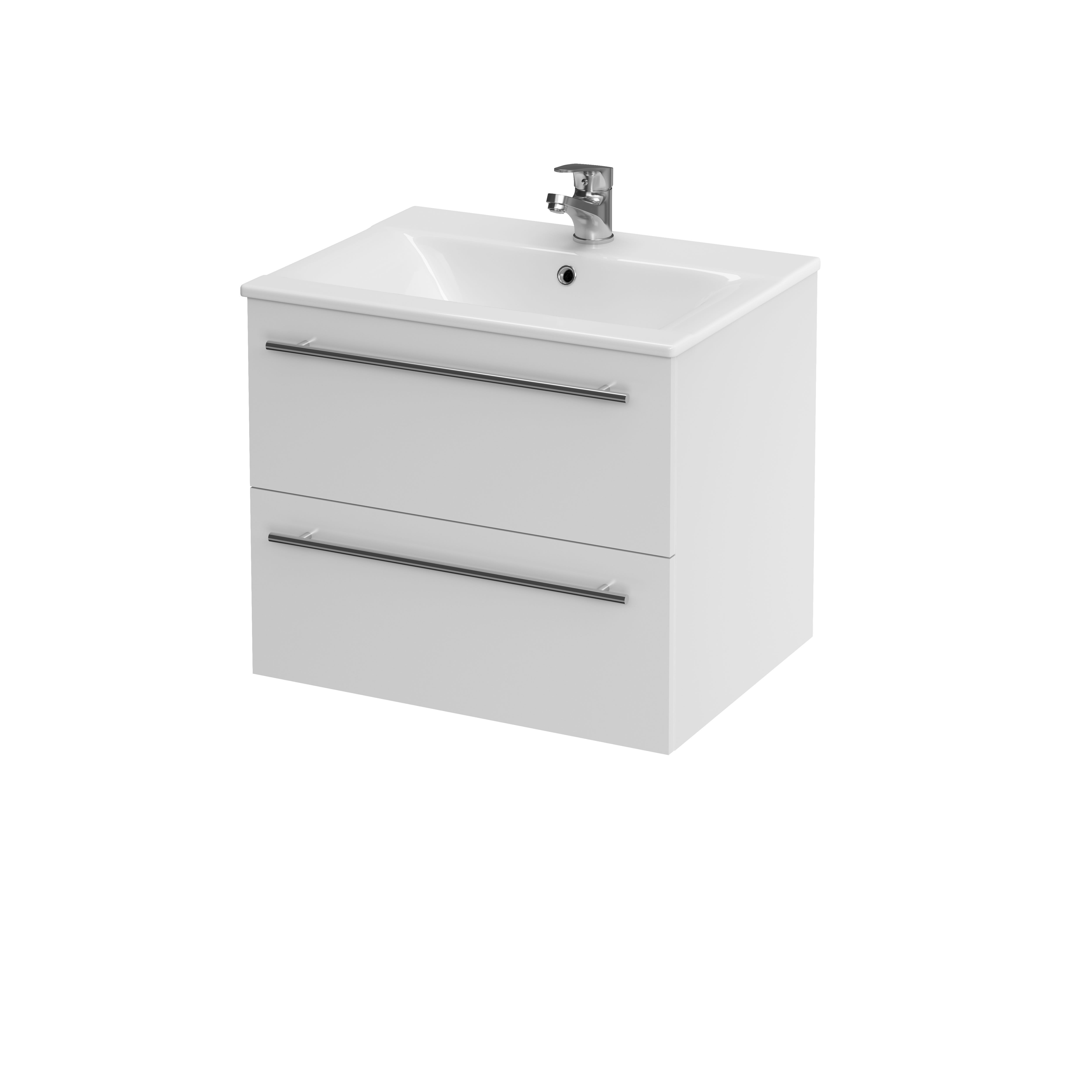 Szafka łazienkowa z umywalką Cersanit Gracja 60 cm biały mat/biały połysk S801-068-DSM