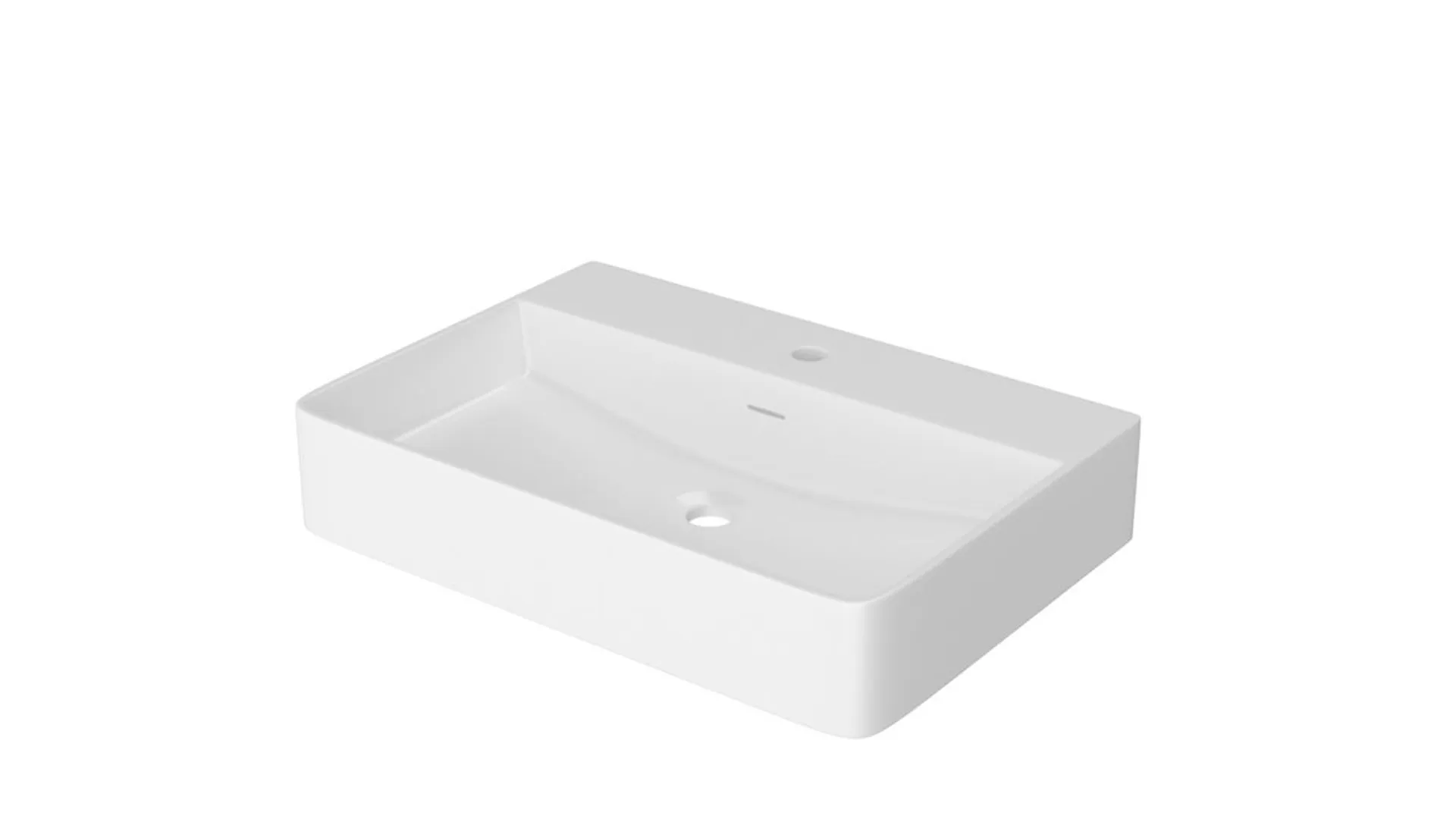 Umywalka nablatowa Domino Vito 60x42 cm prostokątna biały połysk LT-2173