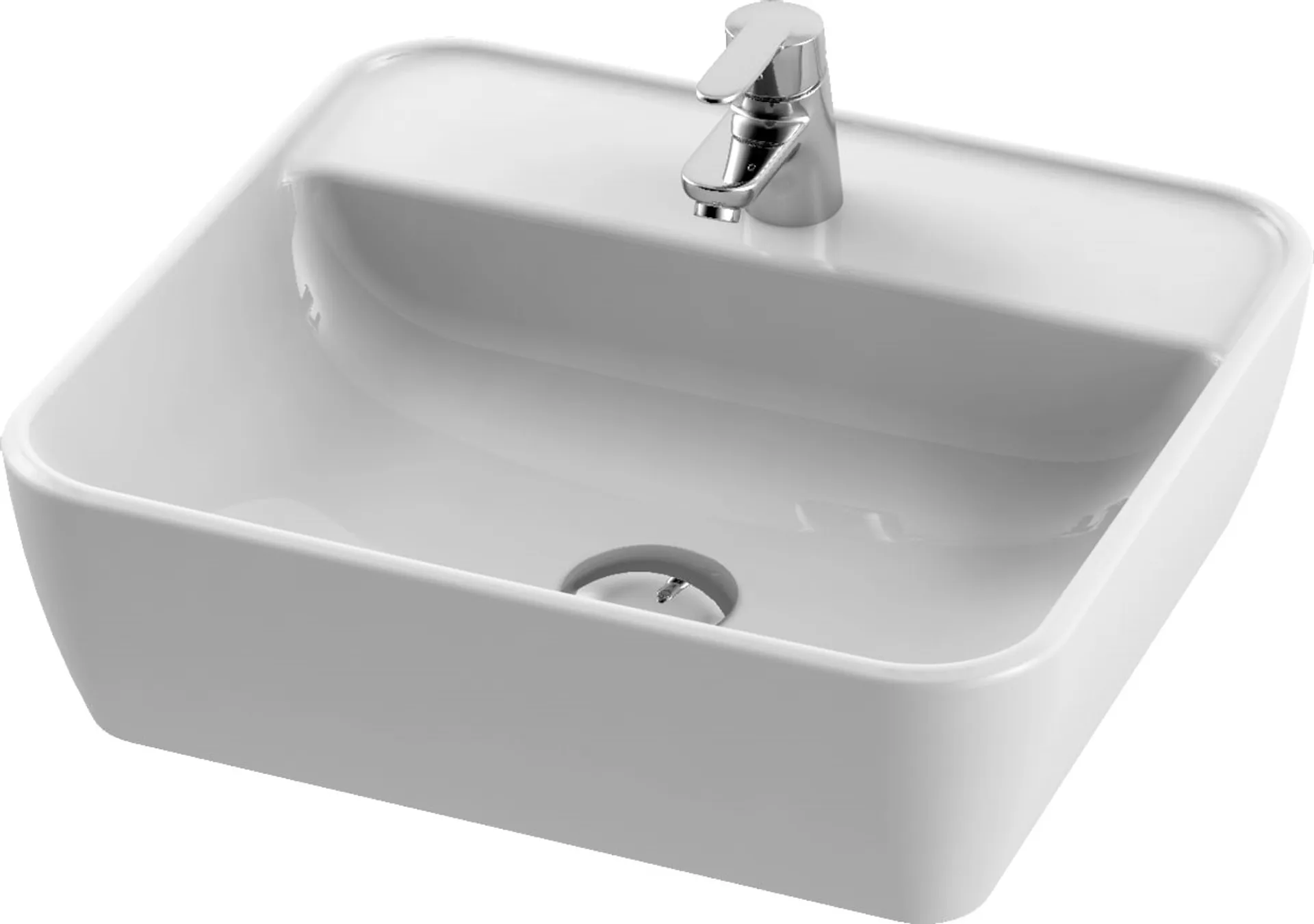 Umywalka nablatowa Cera Style 46x42 cm prostokątna biały połysk 076300-U