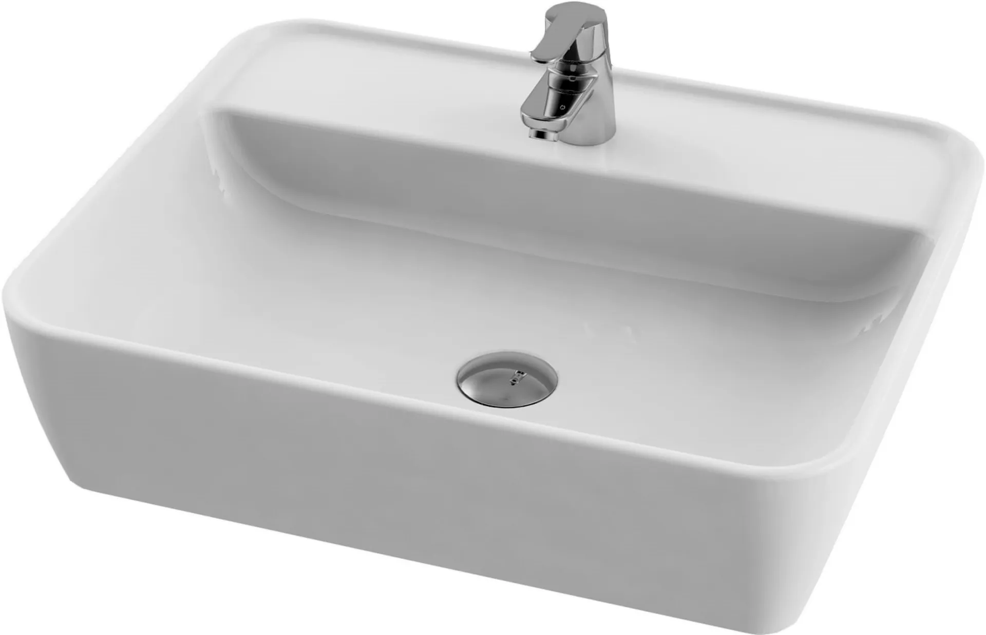 Umywalka nablatowa Cera Style 55x45 cm prostokątna biały połysk 076700-U