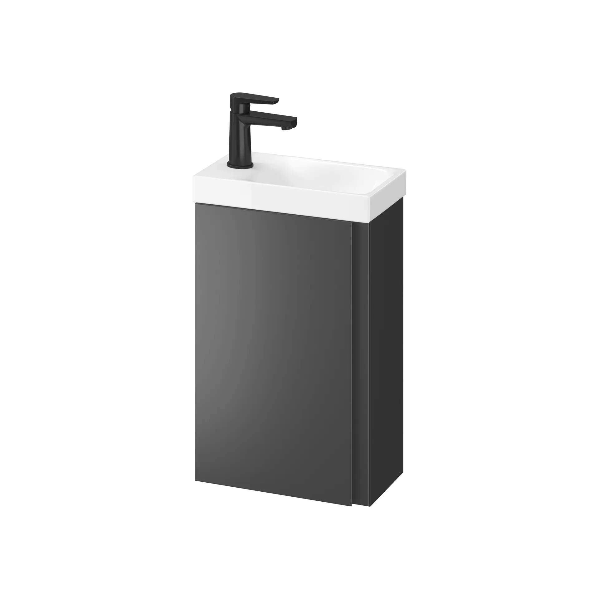 Szafka łazienkowa z umywalką Cersanit Moduo 40 cm antracyt mat/biały połysk S801-467-DSM