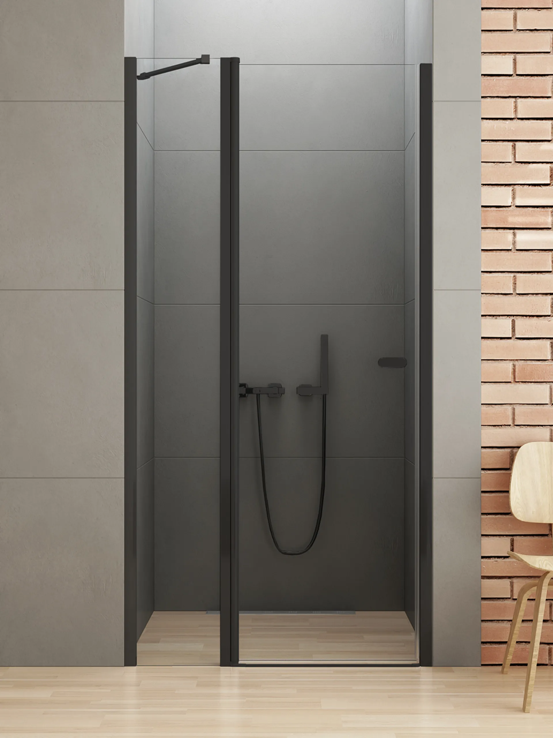 Drzwi prysznicowe New Trendy New Soleo 100x195 wnękowe czarne uniwersalne D-0242A