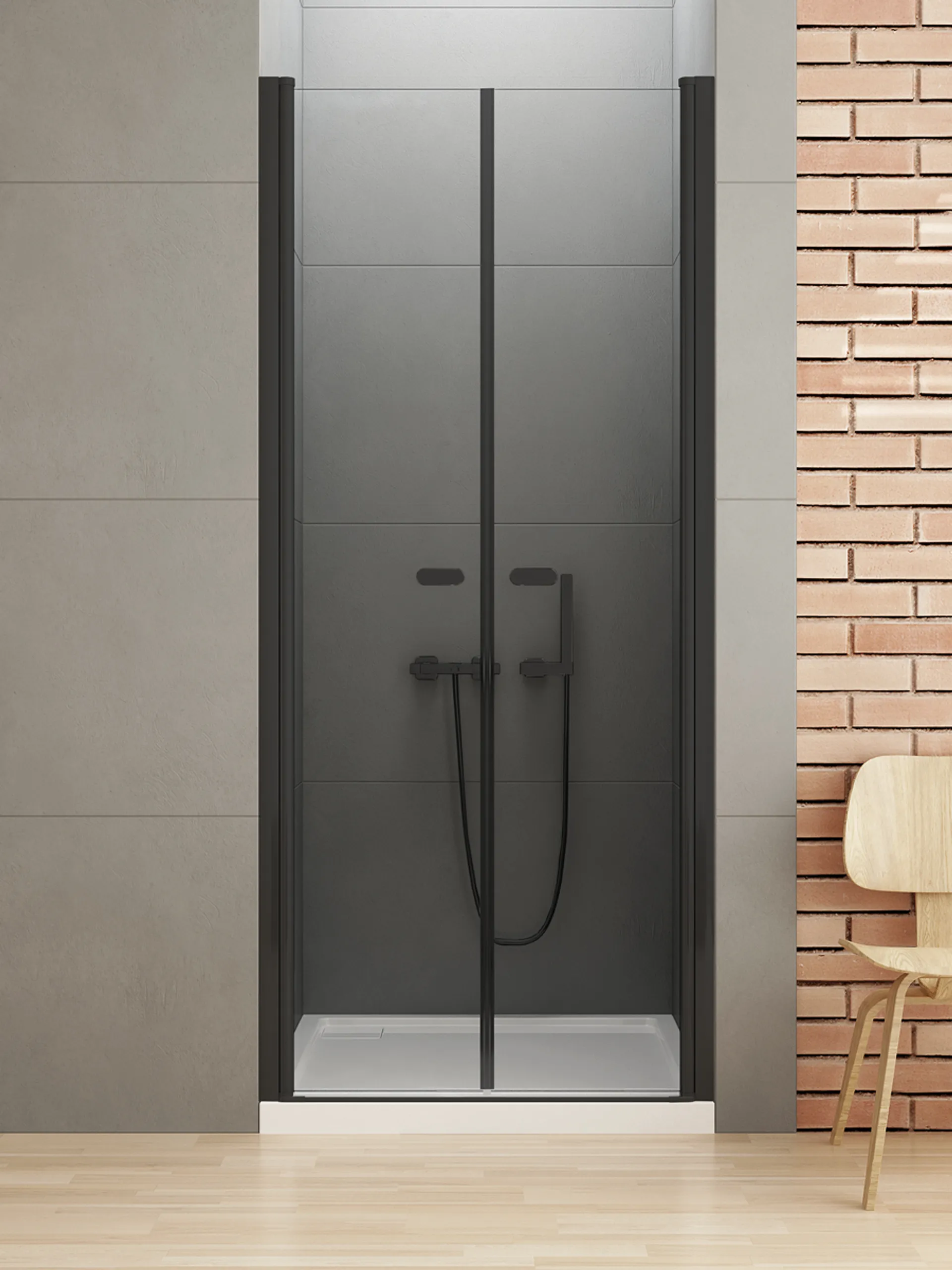 Drzwi prysznicowe New Trendy New Soleo 130x195 wnękowe czarne uniwersalne D-0248A