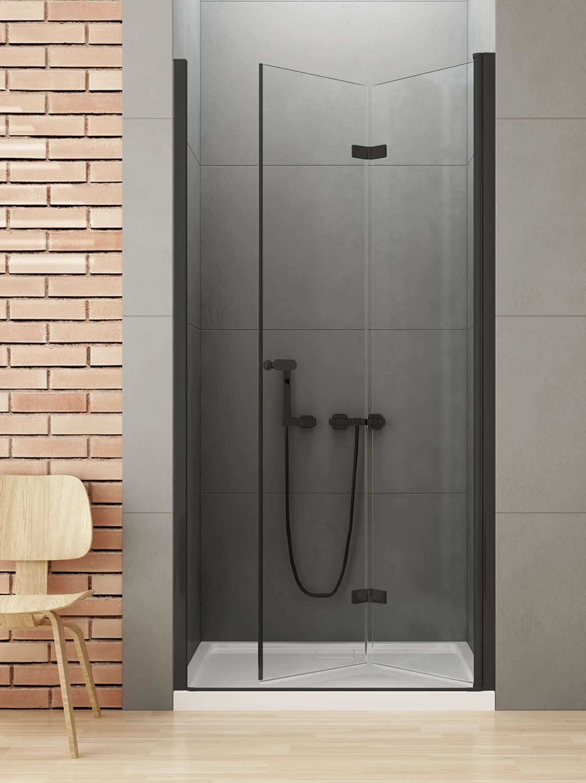 Drzwi prysznicowe New Trendy New Soleo 120x195 wnękowe czarne prawe D-0228A