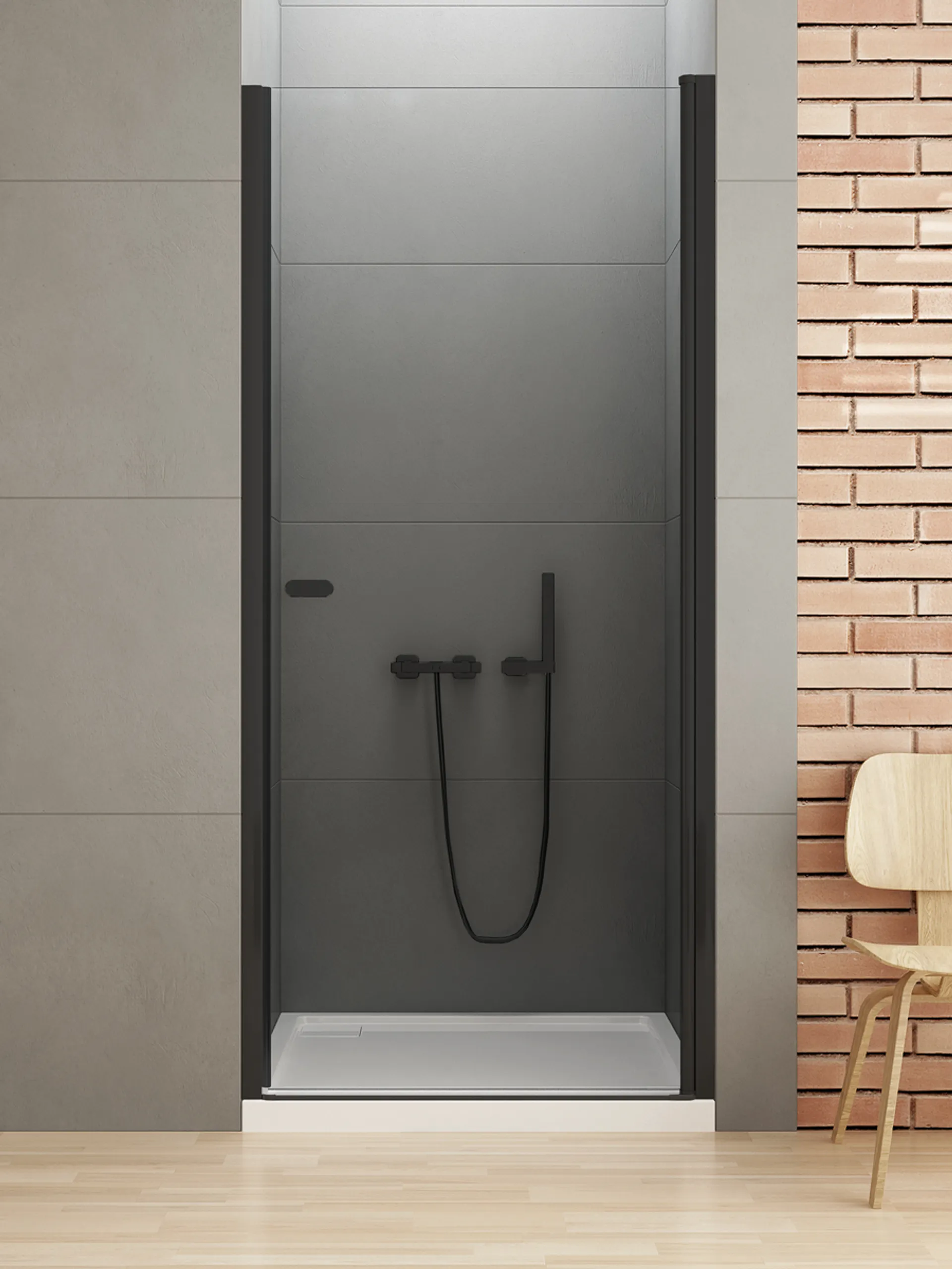 Drzwi prysznicowe New Trendy New Soleo 90x195 wnękowe czarne uniwersalne D-0211A