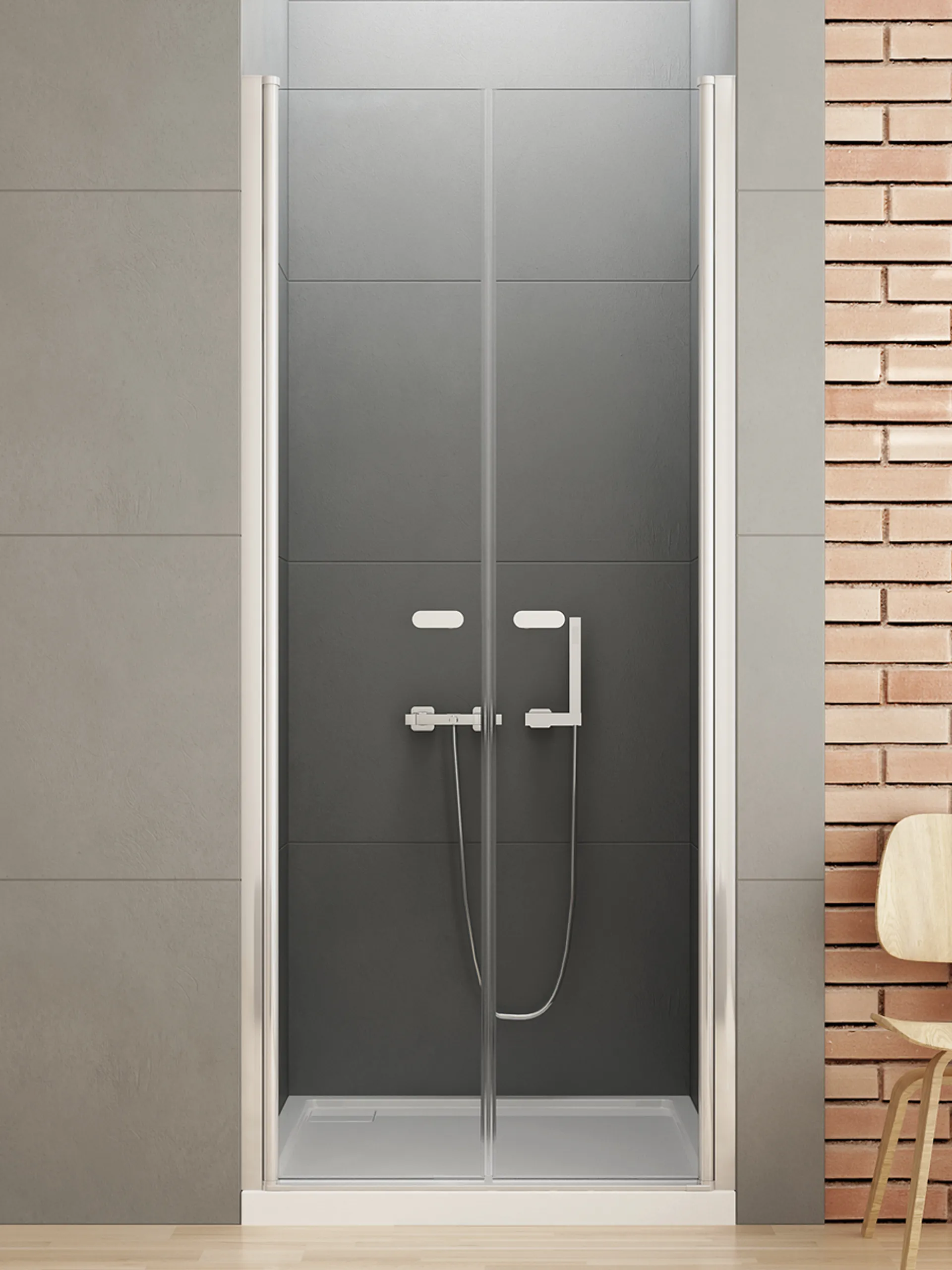 Drzwi prysznicowe New Trendy New Soleo 80x195 wnękowe chrom uniwersalne D-0124A