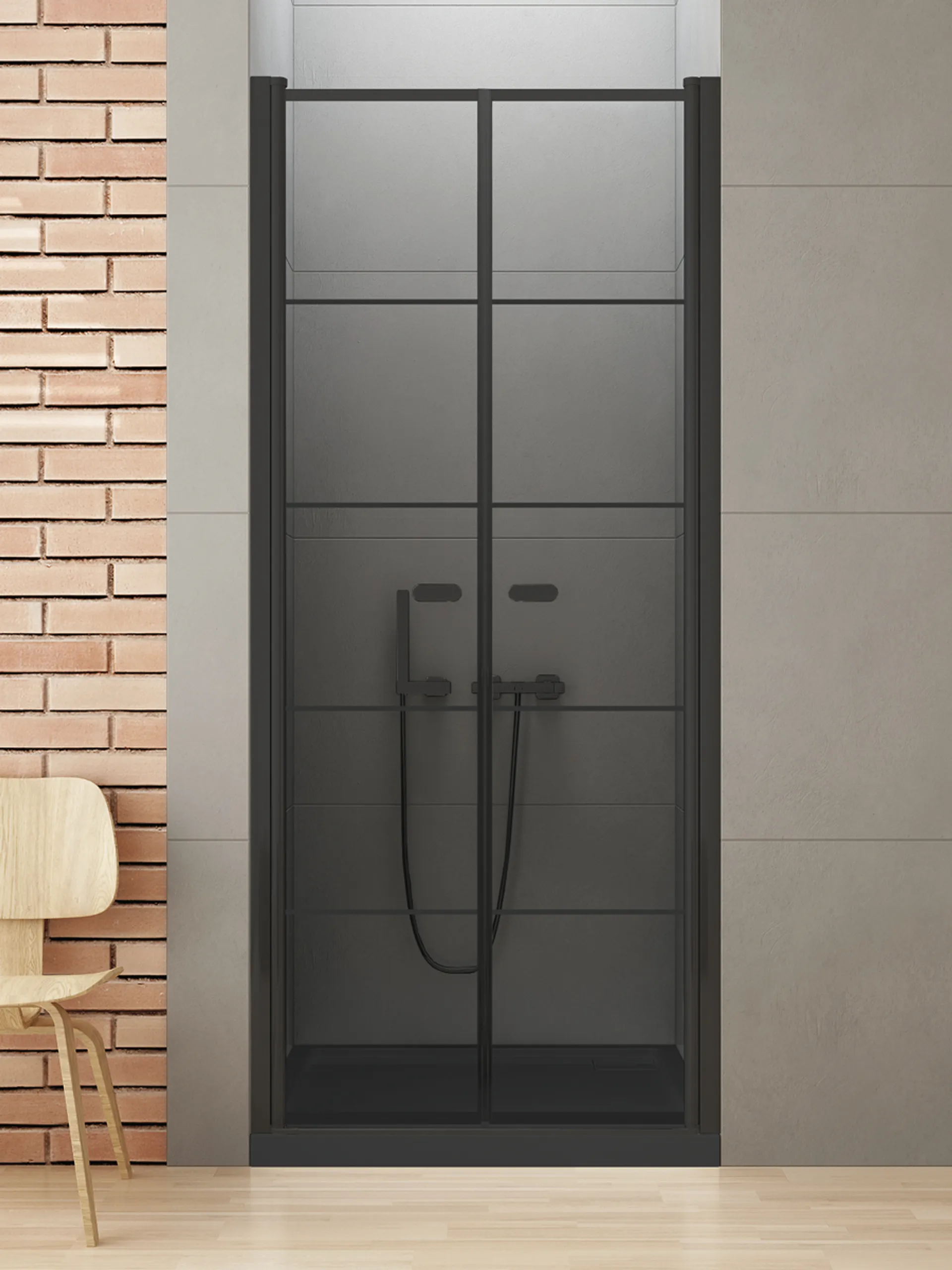 Drzwi prysznicowe New Trendy New Soleo 80x195 wnękowe czarne uniwersalne D-0280A