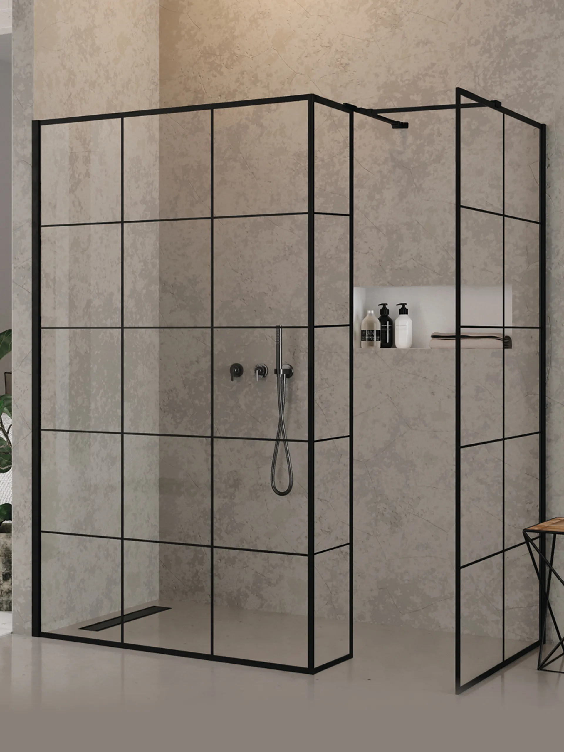 Ścianka kabiny prysznicowej New Trendy New Modus 30x200 uniwersalna czarna EXK-5580