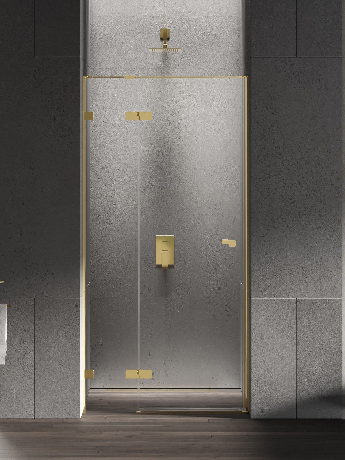 Drzwi prysznicowe New Trendy Eventa 80x200 wnękowe lewe złote EXK-4671