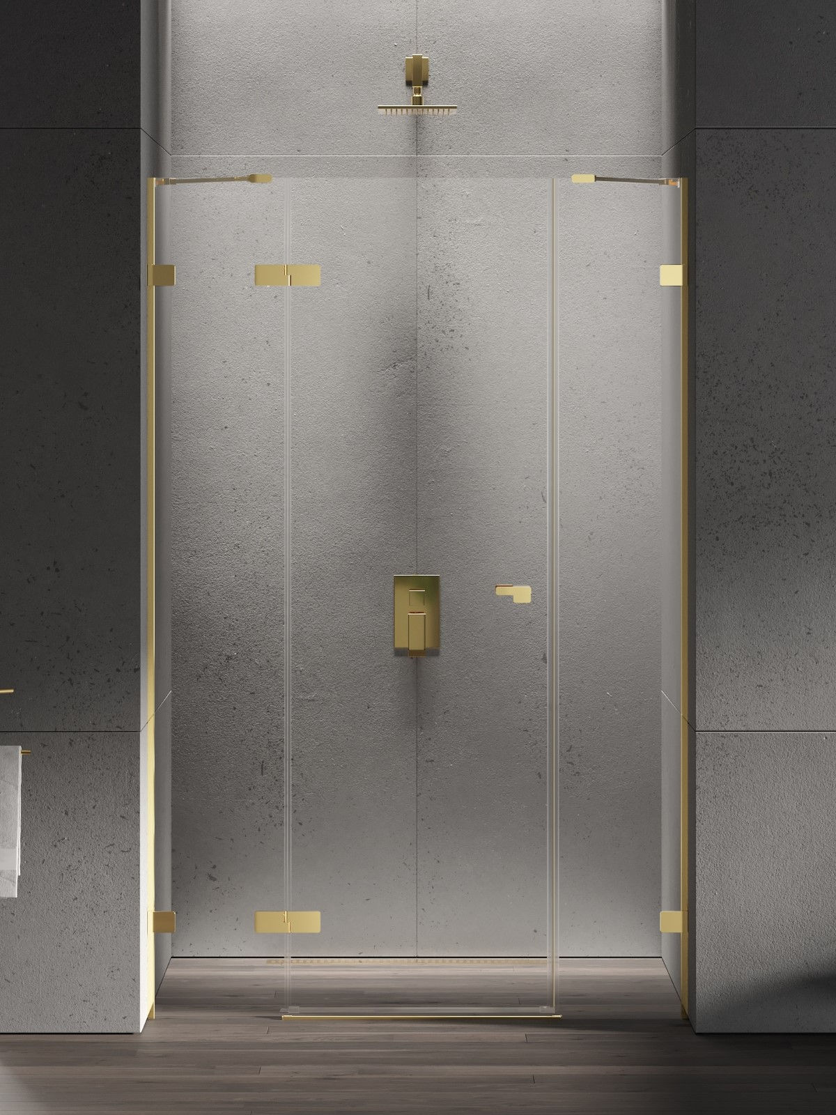 Drzwi prysznicowe New Trendy Eventa 110x200 wnękowe lewe złote EXK-4681