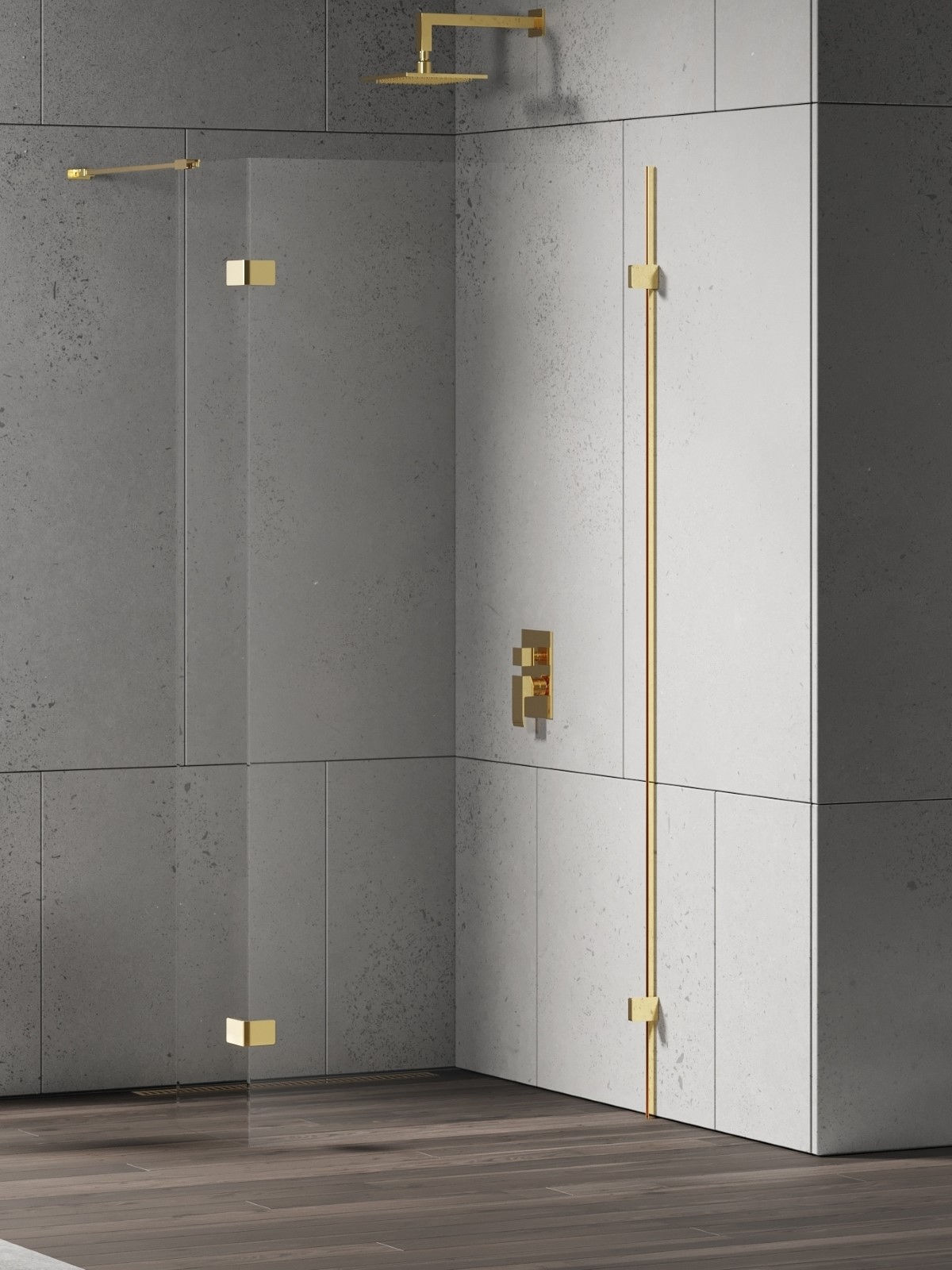 Ścianka kabiny prysznicowej New Trendy Eventa 50x200 walk-in uniwersalna złota EXK-4848