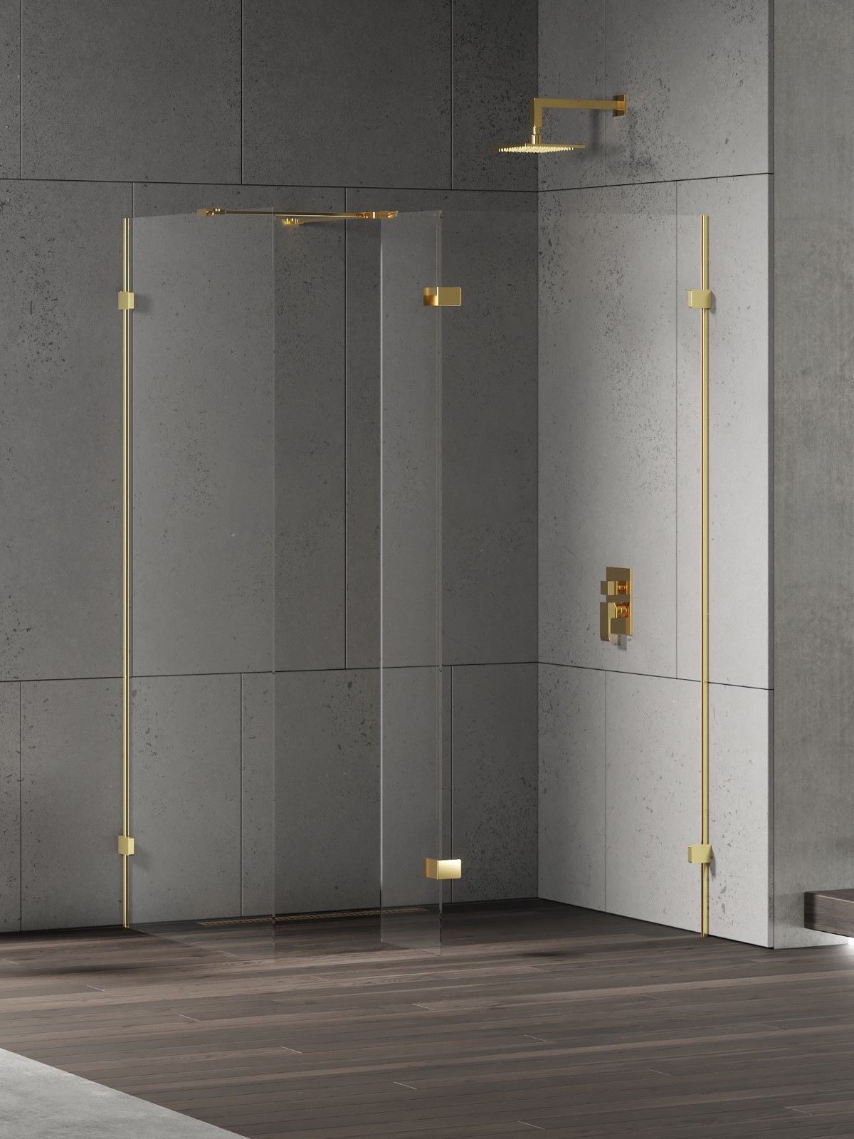 Ścianka kabiny prysznicowej New Trendy Eventa 23x200 walk-in uniwersalna złota EXK-4860