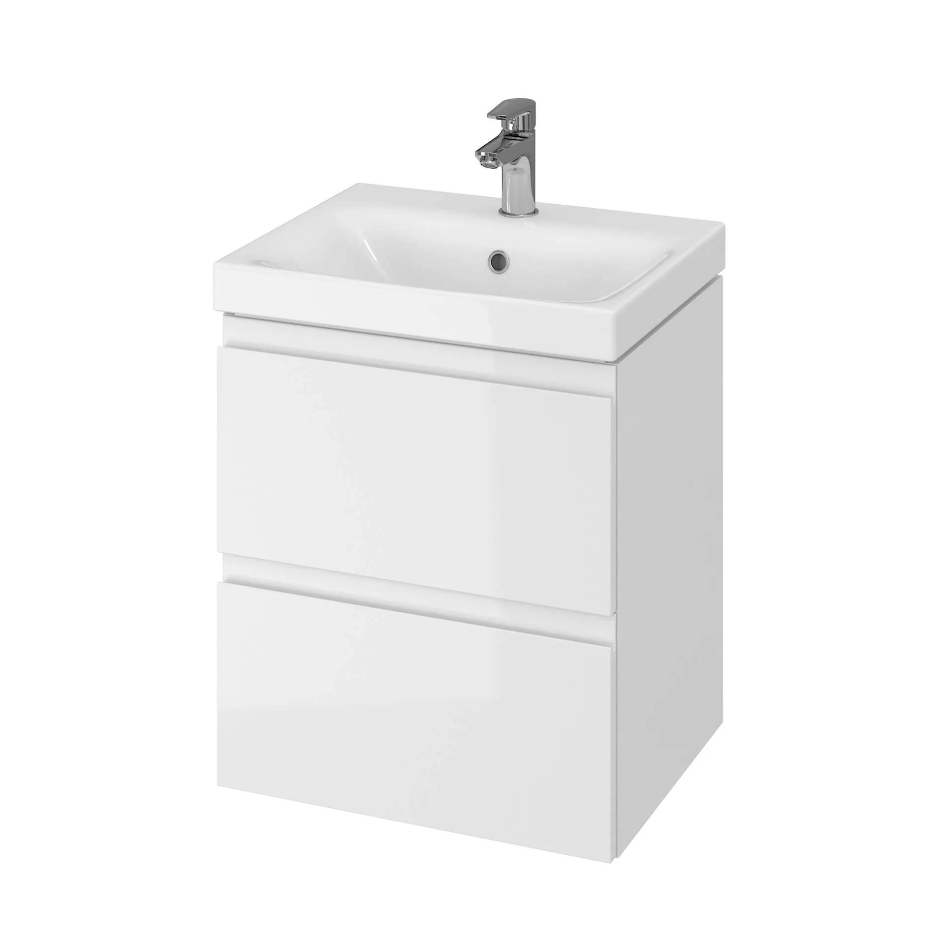Szafka łazienkowa z umywalką Cersanit Moduo 50 cm biały połysk S801-230-DSM