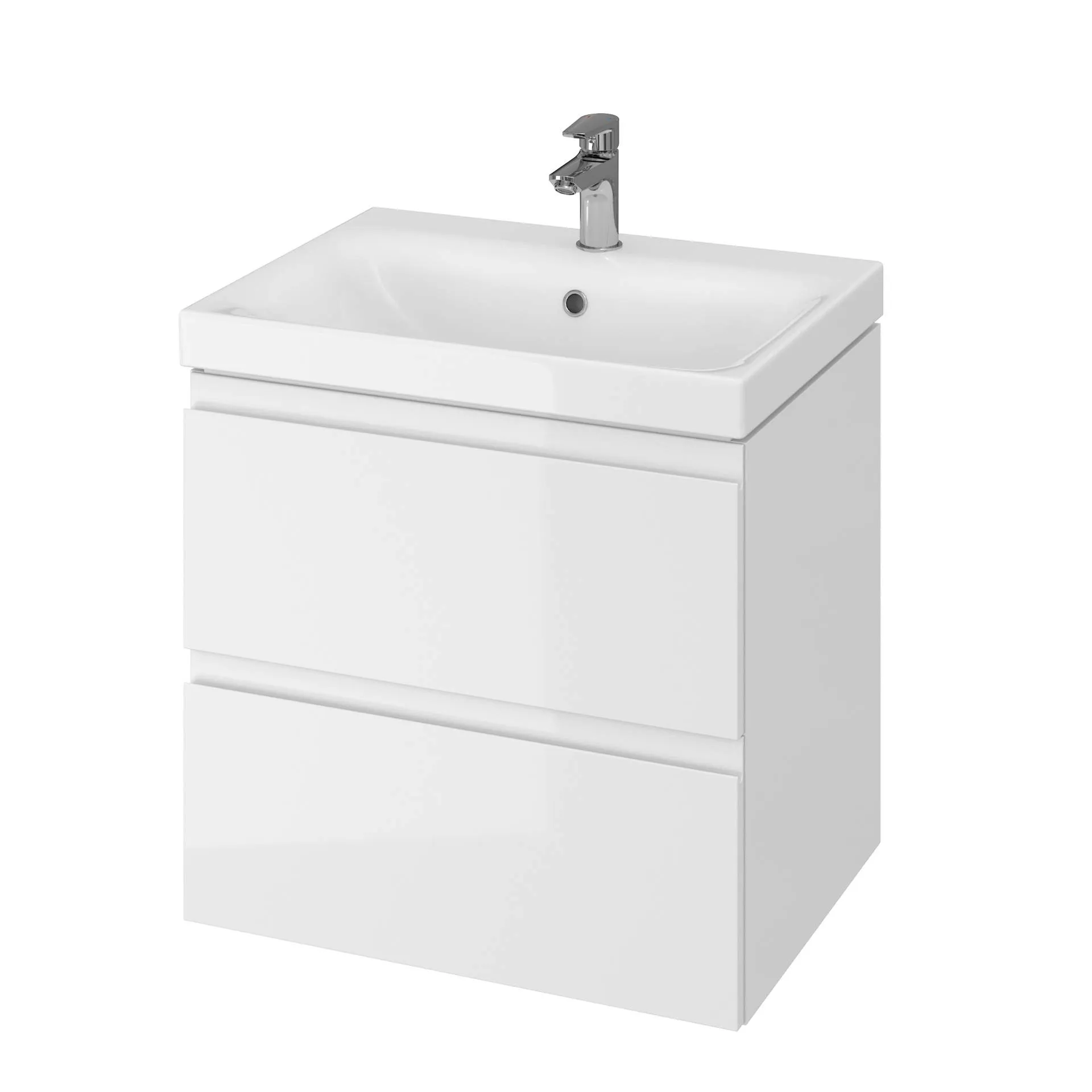 Szafka łazienkowa z umywalką Cersanit Moduo 60 cm biały połysk S801-223-DSM