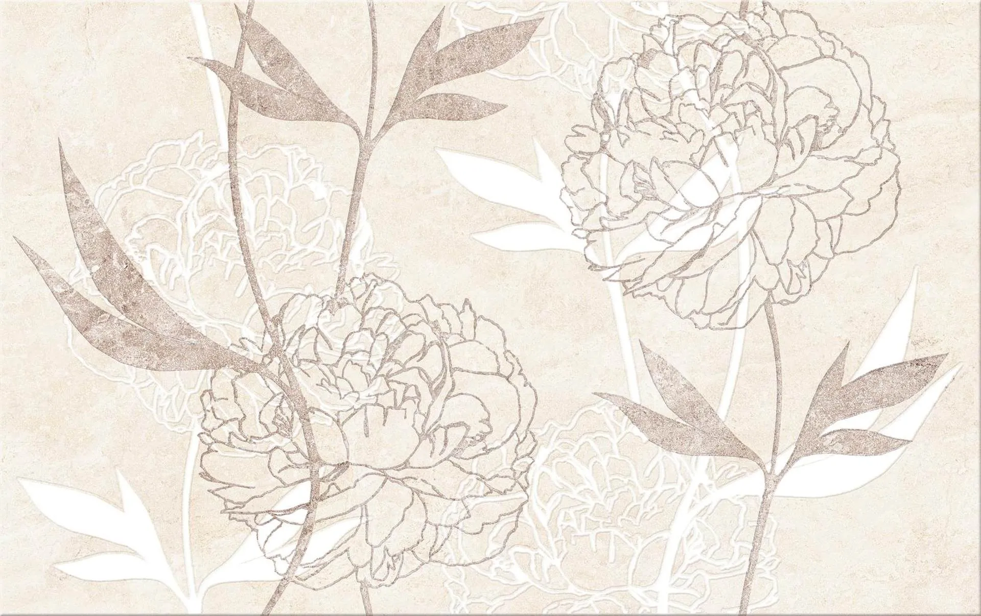 Dekor Ferrata beige inserto flower glossy 25x40 Cersanit