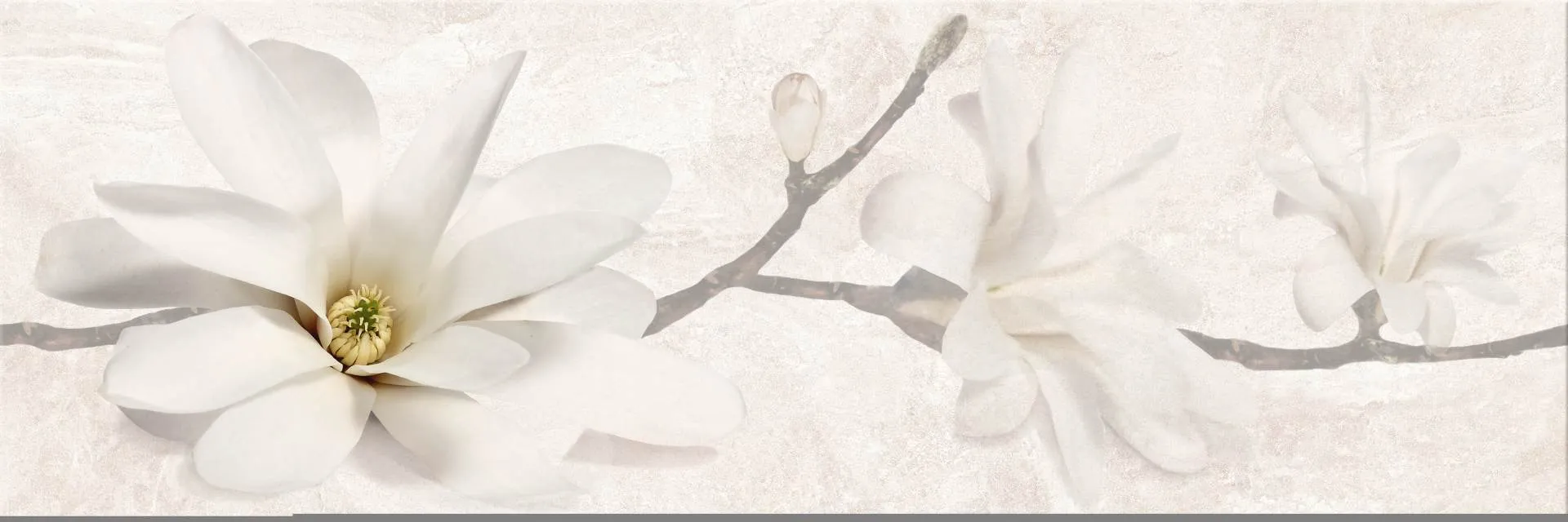 Dekor Stone Flowers beige inserto glossy 25x75 Cersanit