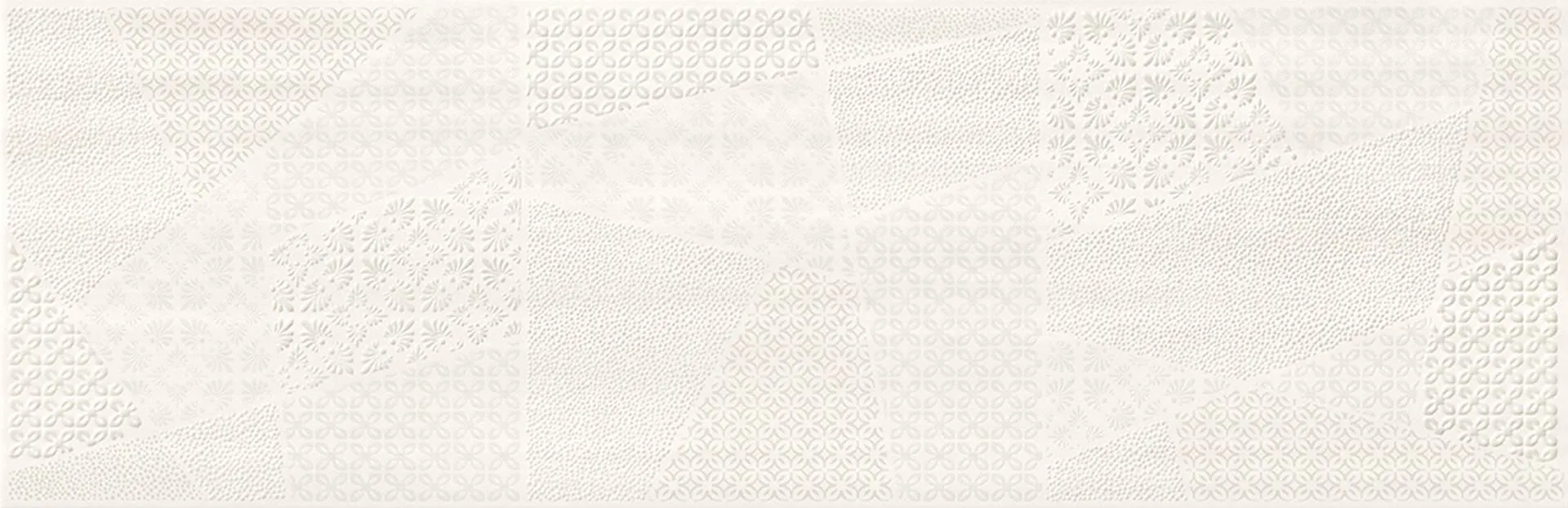 Dekor Ferano white Patchwork inserto satin rectified 24x74 Cersanit