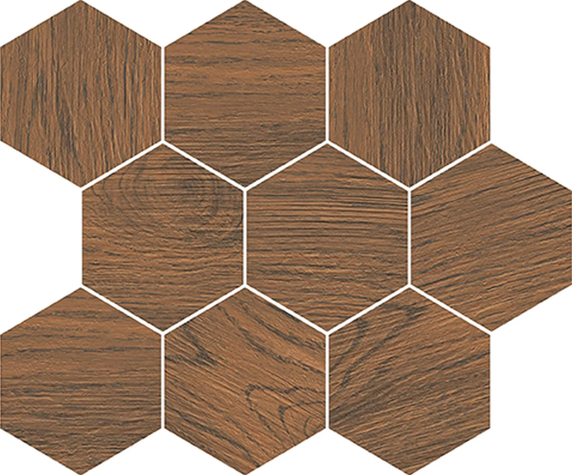Mozaika Lovely White brown Finwood ochra hexagon mat rect 28x33,7 Cersanit