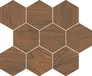 Mozaika Lovely White brown Finwood ochra hexagon mat rect 28x33,7 Cersanit