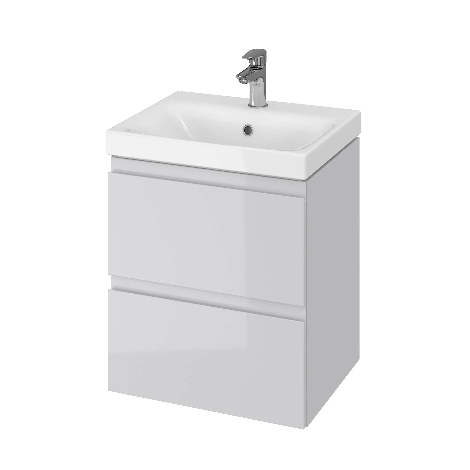 Szafka łazienkowa z umywalką Cersanit Moduo 50 cm szary mat/biały połysk S801-219-DSM