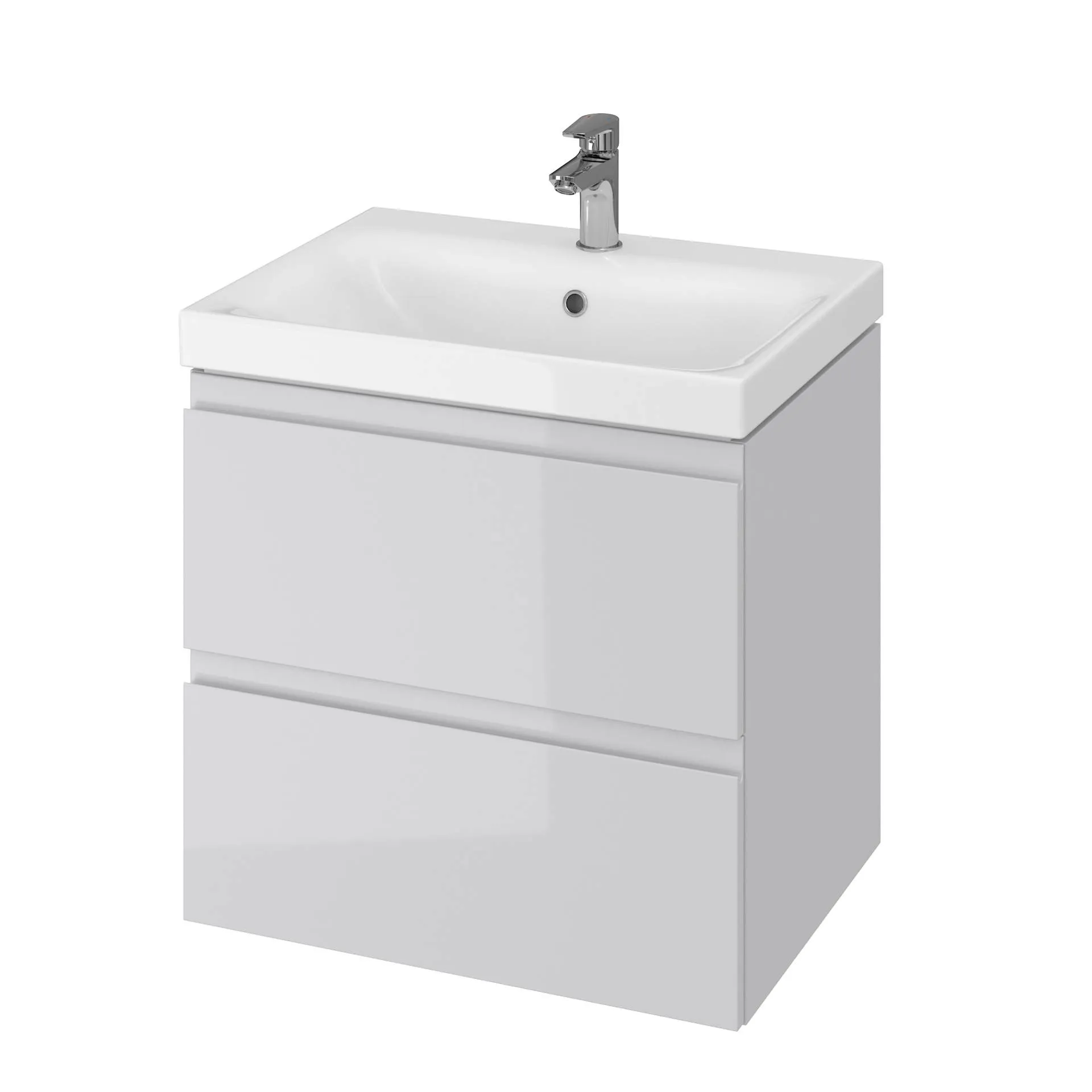 Szafka łazienkowa z umywalką Cersanit Moduo 60 cm szary mat/biały połysk S801-222-DSM